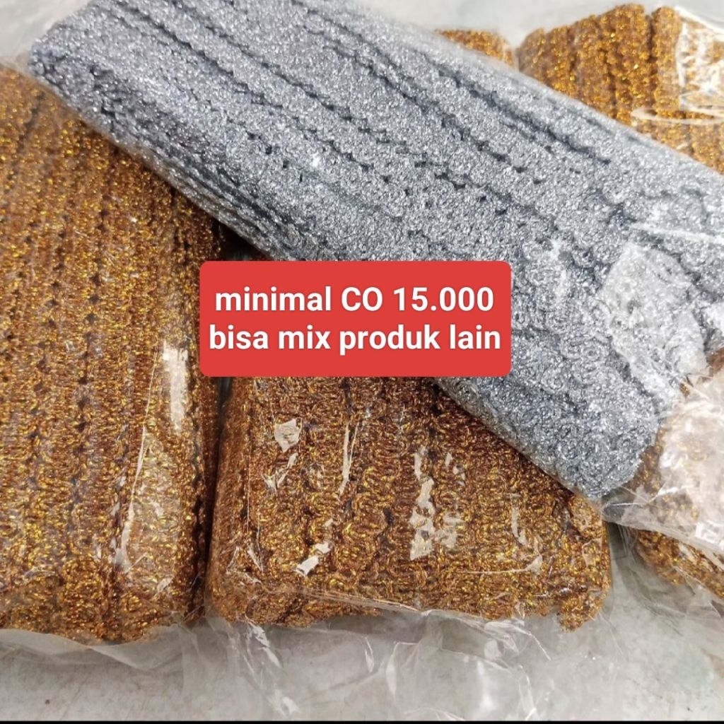 (Batam) Pita Renda Kur / Renda Emas dan Perak / Renda India