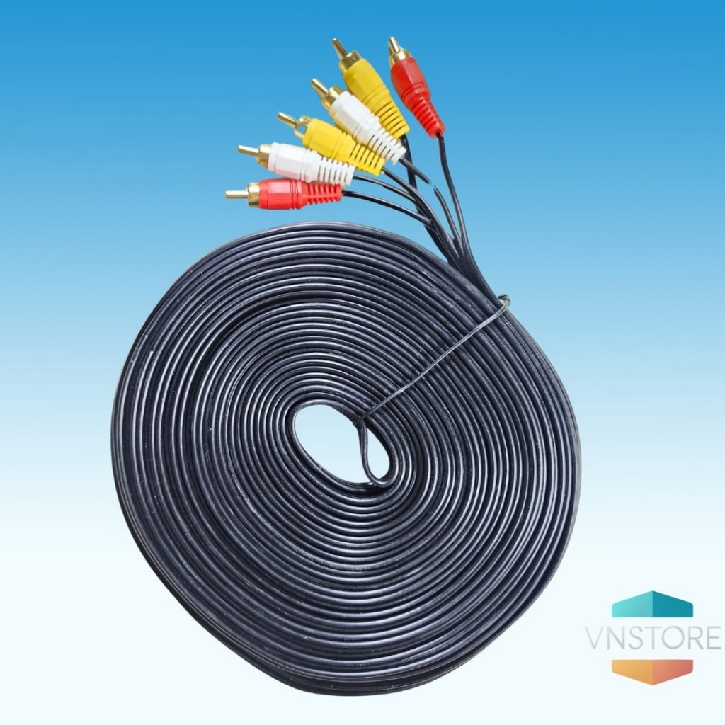 KABEL RCA 3 TO RCA 3 Panjang 15 Meter / KABEL VIDEO AV / KABEL MERAH PUTIH KUNING 15M 15Meter