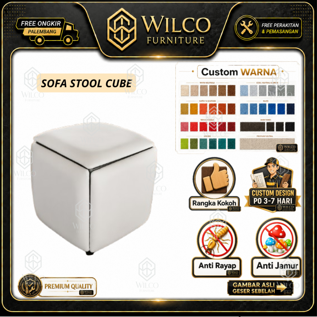 Sofa Stool Cube | Sofa Mini Serbaguna | Kursi Sofa Minimalis Bahan Kulit