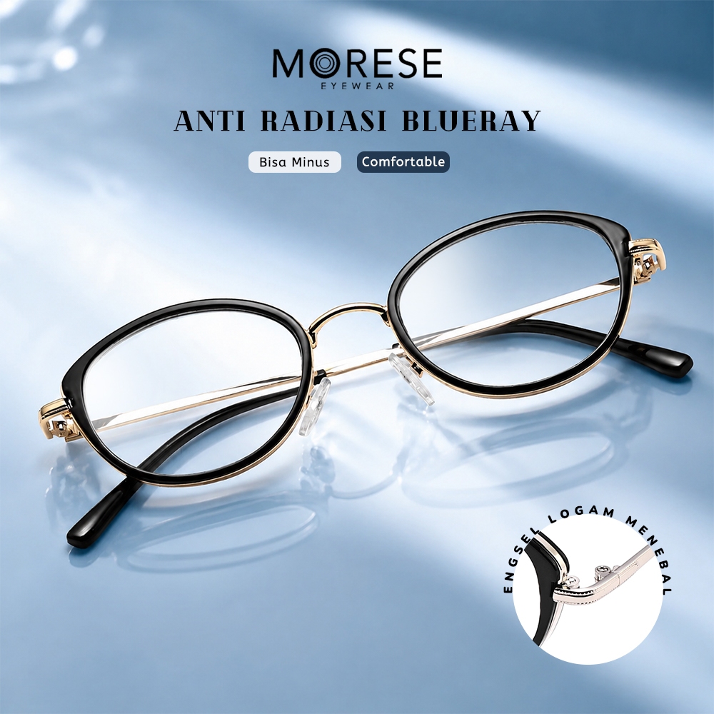 Morrese Kacamata Antiradiasi Blueray Anti Sinar Gadget/Komputer Bahan TR90+Metal Fashionable Bisa Mi