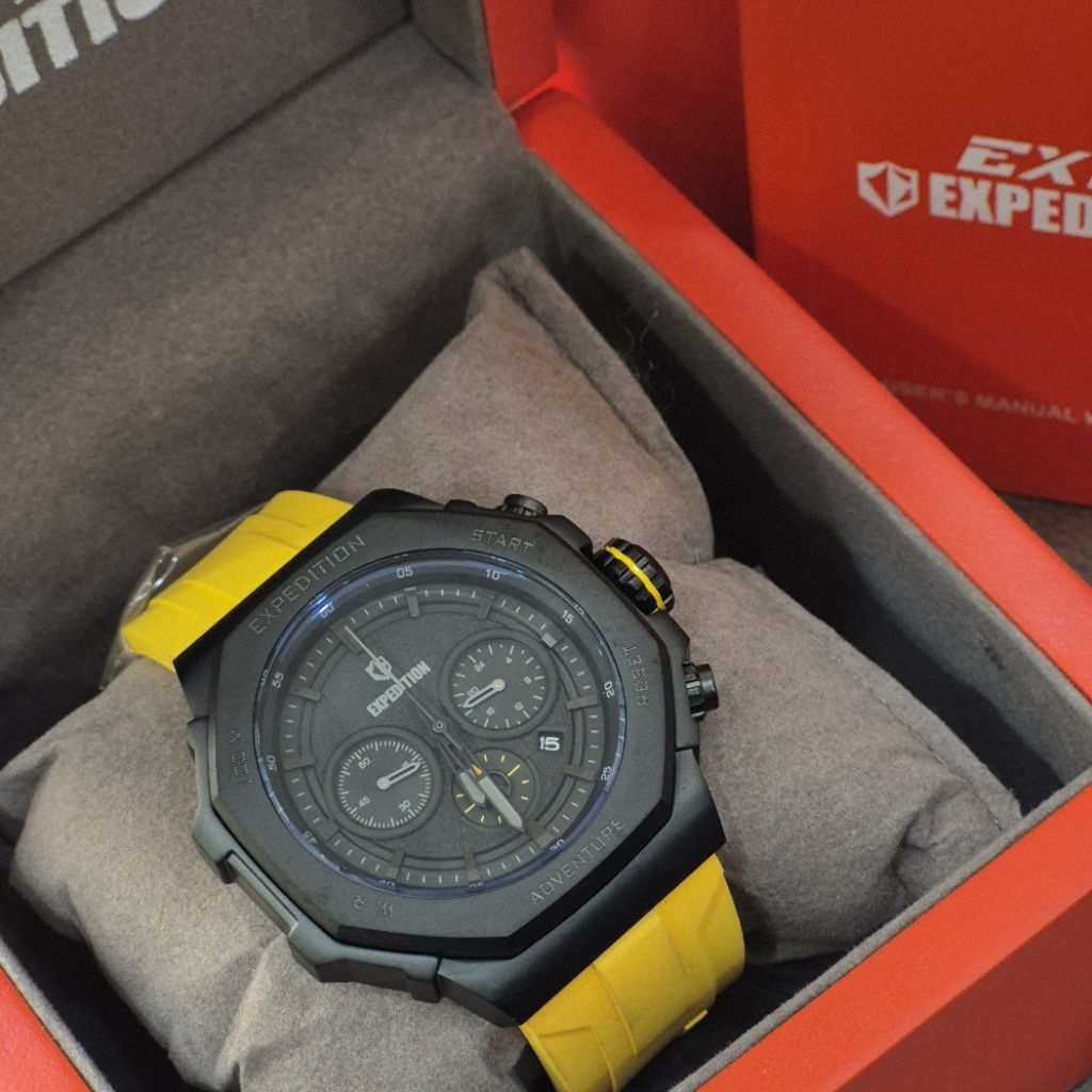 Expedition E 6816 M Jam Tangan Pria Stainless Steel Black Yellow