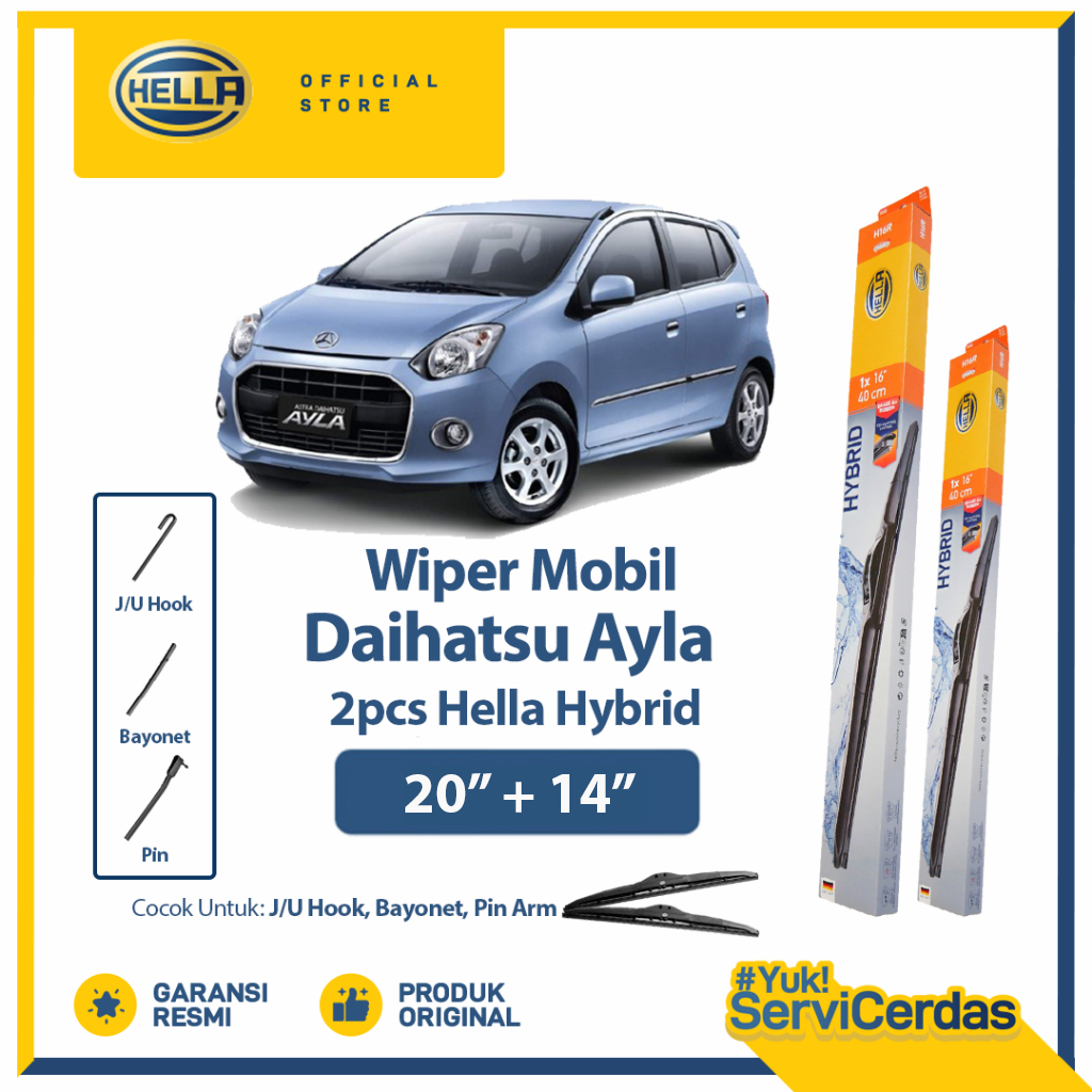 Wiper Mobil DAIHATSU Ayla 20" + 14" (2pcs) - HELLA Hybrid