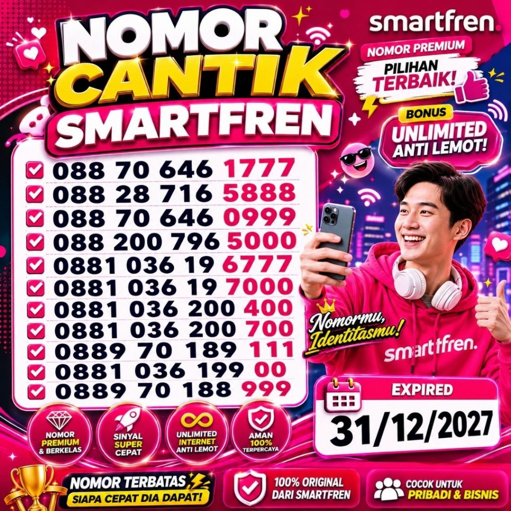 Nomor Cantik Smartfren seri Ekor Triple Bonus 3GB Harga 69ribu