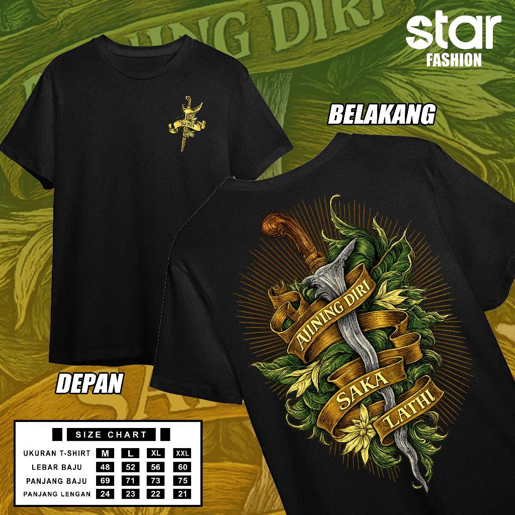KAOS JAWA KERIS KATA KATA PITUTUR BUDAYA JAWA AJINING DIRI SAKA LATHI KAOS WAYANG PARAMESTI