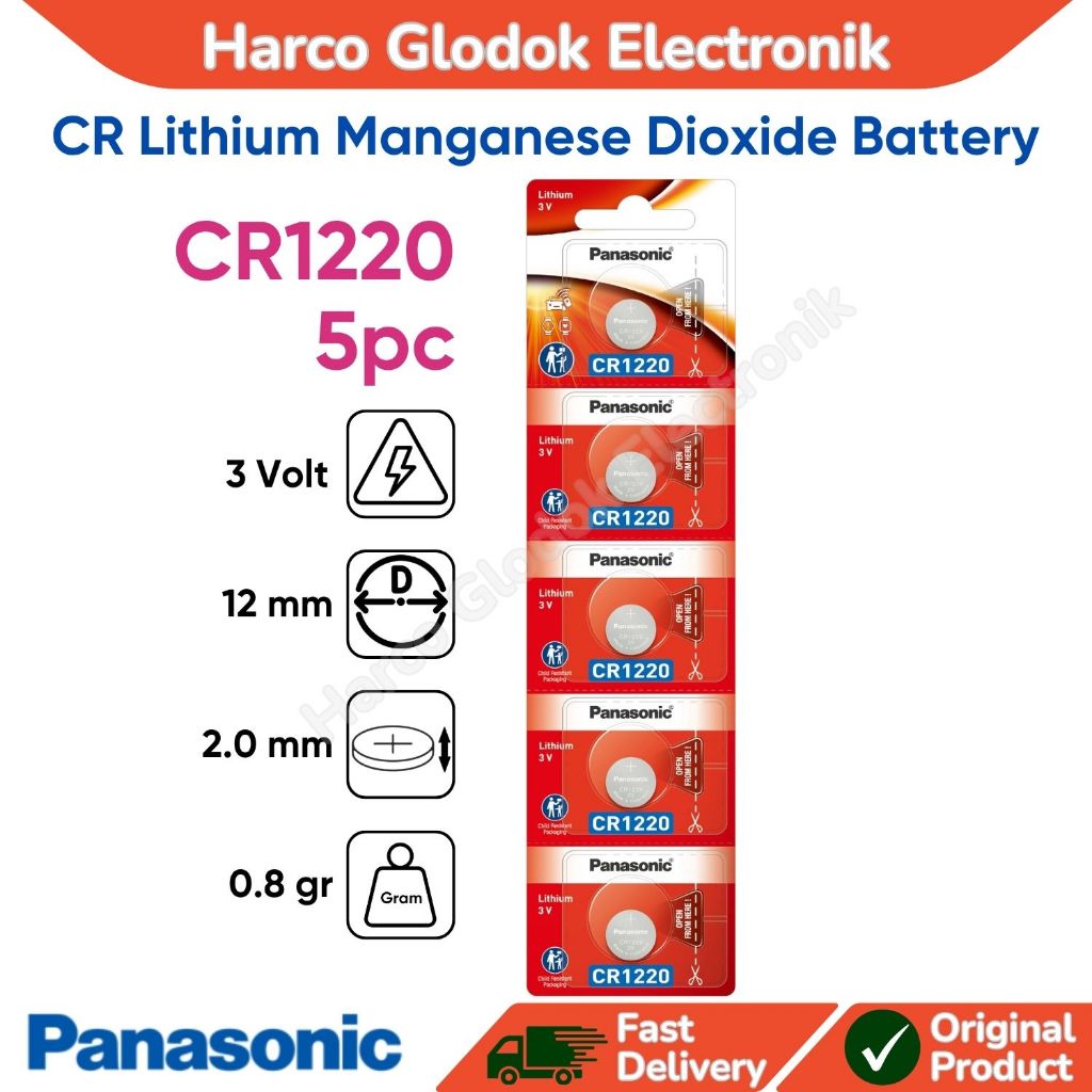 Baterai Panasonic Lithium Koin CR1220 Battery Lithium Coin CR1220