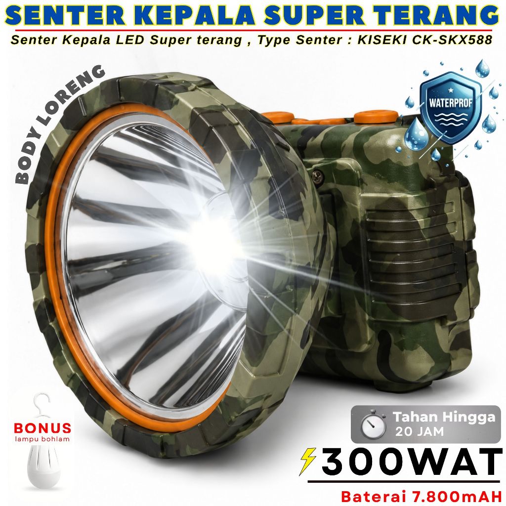 Promo~Senter Kepala LED Premium Super Terang KISEKI CK-SKX588 / CK-SKX578 / CK-SKX568 , Memiliki Day