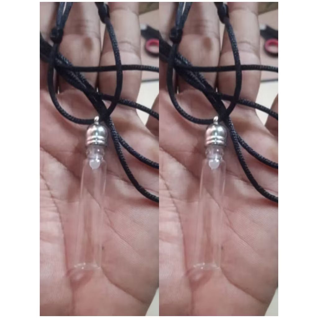 Kalung liontin tabung botol kaca 2 ml etnik