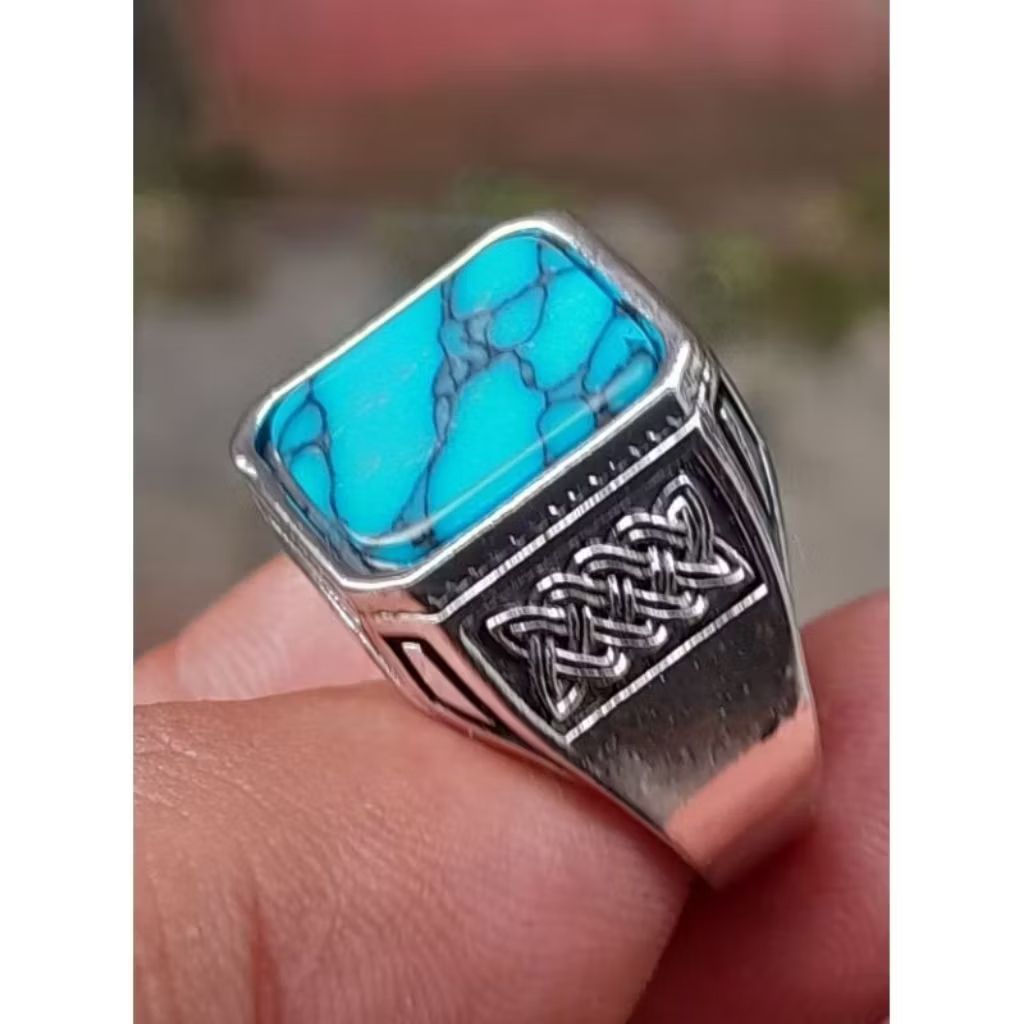 Cincin pirus batu akik kotak ring perhong