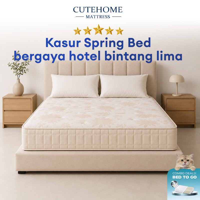 CUTEHOME Kasur Spring Bed Roll In Box Tebal 15cm Pegas Kecil Matras Sejuk Dan Berventilasi Garansi 1