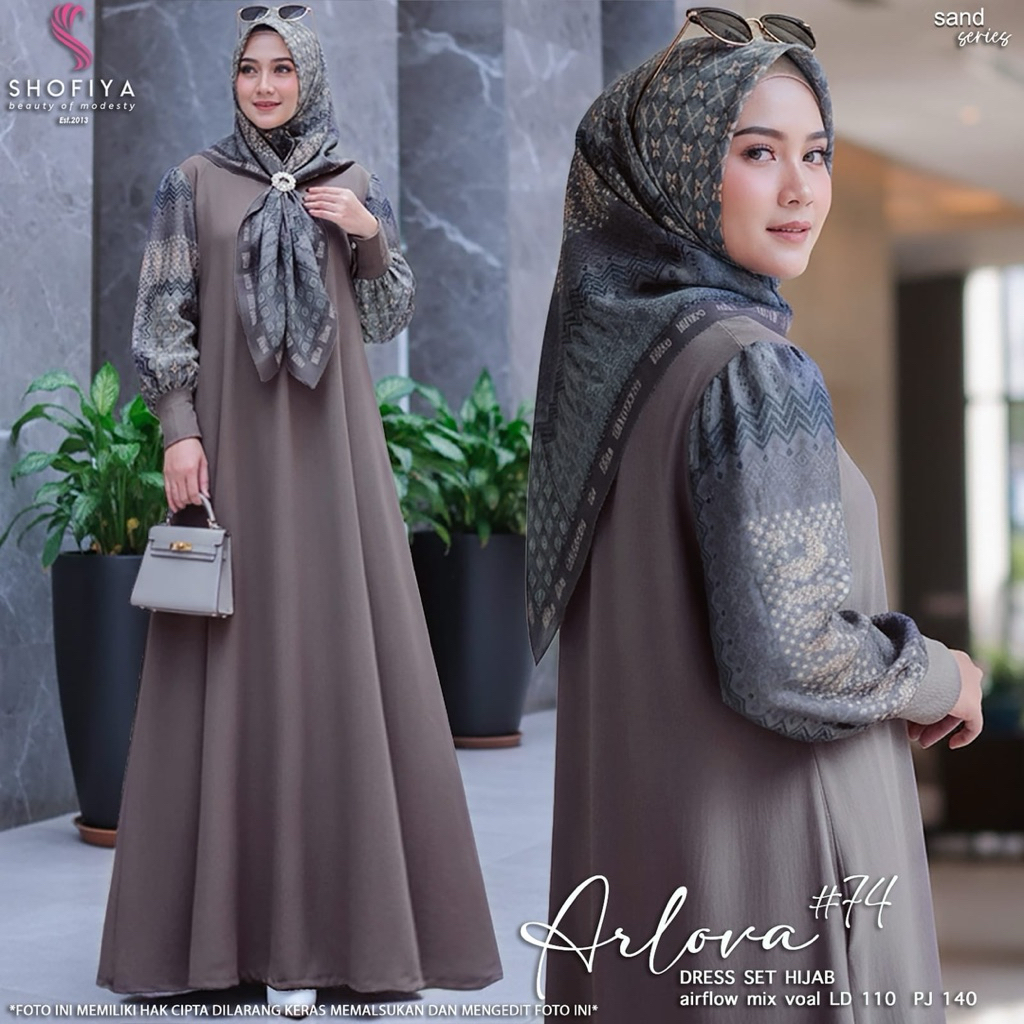 Azzaira Dress gamis set hijab terbaru arlova syari cey airlflow adem