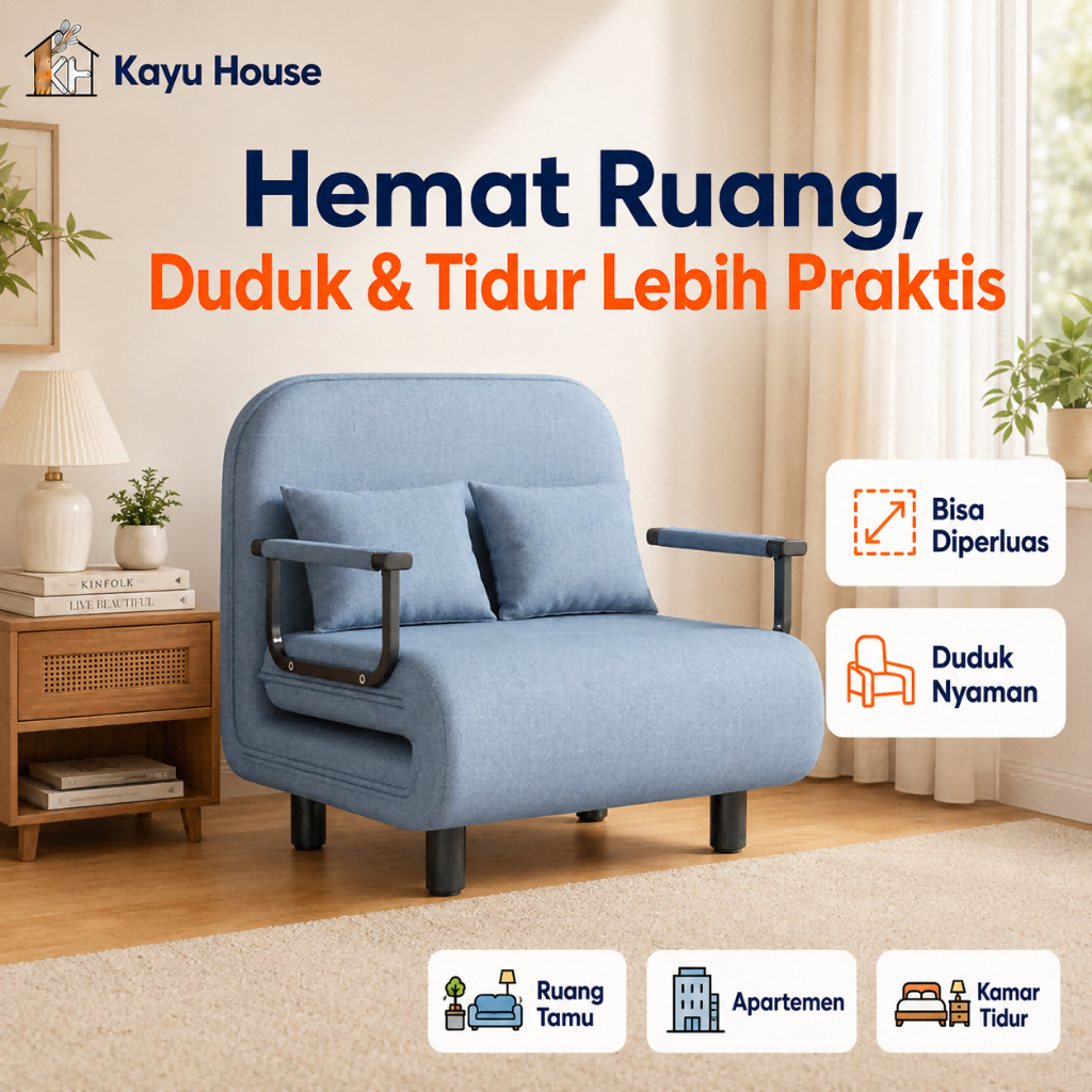Sofa bed Sofa Lipat 2 in 1 Sofa minimalis Cocok Ruang Tamu Kamar Tidur Sintetis Nyaman Tahan Gores