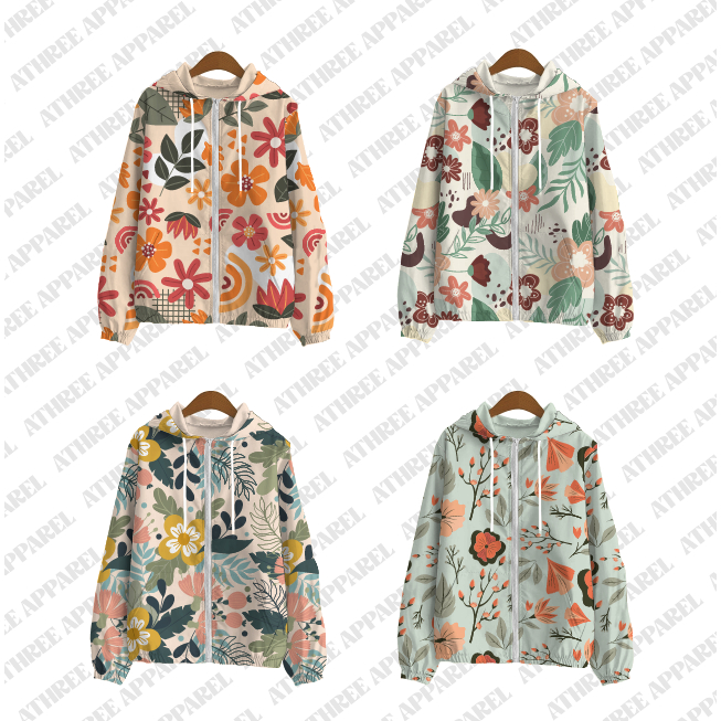 JAKET PARASUT WANITA EMPAT MOTIF BUNGA TERBARU BAHAN DESPO PRINTING
