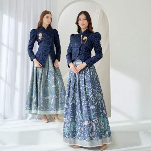 Kebaya Janggan Navy / Janggan Croptop Panjang Set Navy / Kebaya Wisuda Kondangan Seragaman