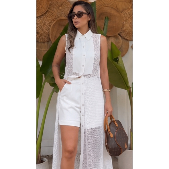 Long tunik vest wanita jala mesh/ vest long tunik jaring/long tunik jaring