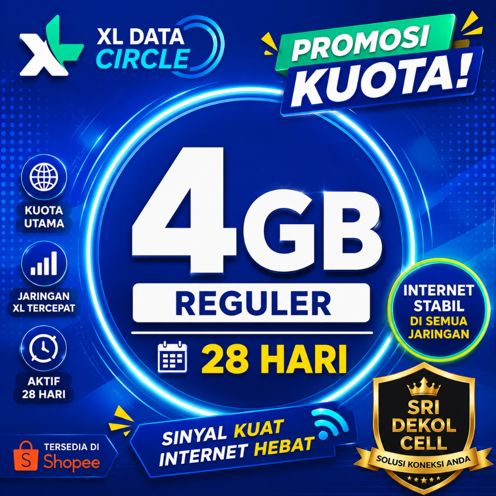 XL Data Circle 4GB Reguler 28 Hari Murah | Kuota XL 4GB Full 24 Jam | Paket Internet XL Promo