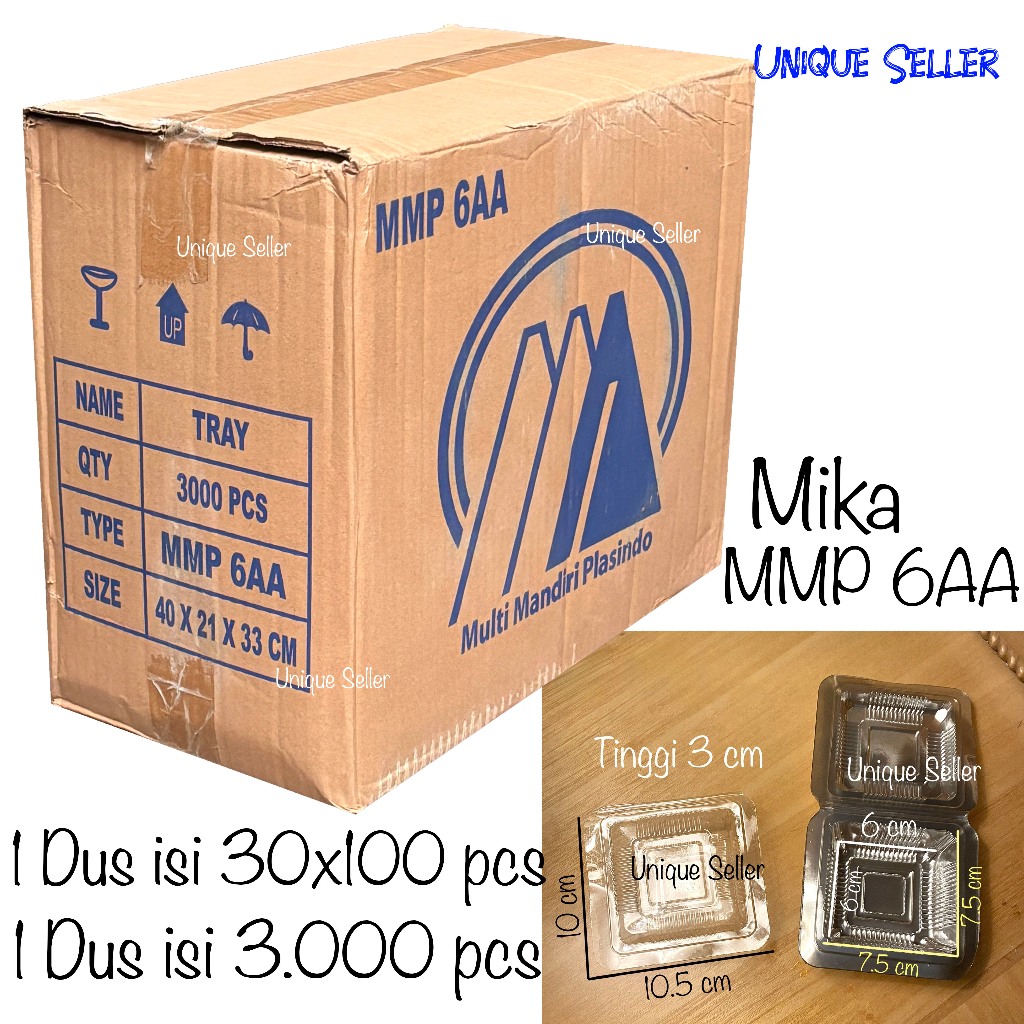 [1 Dus] Mika MMP 6AA Uk 7.5x7.5 cm isi 3.000 pcs / Mika Kue Roti Bolu Bolen Molen Mochi Marshmallow 
