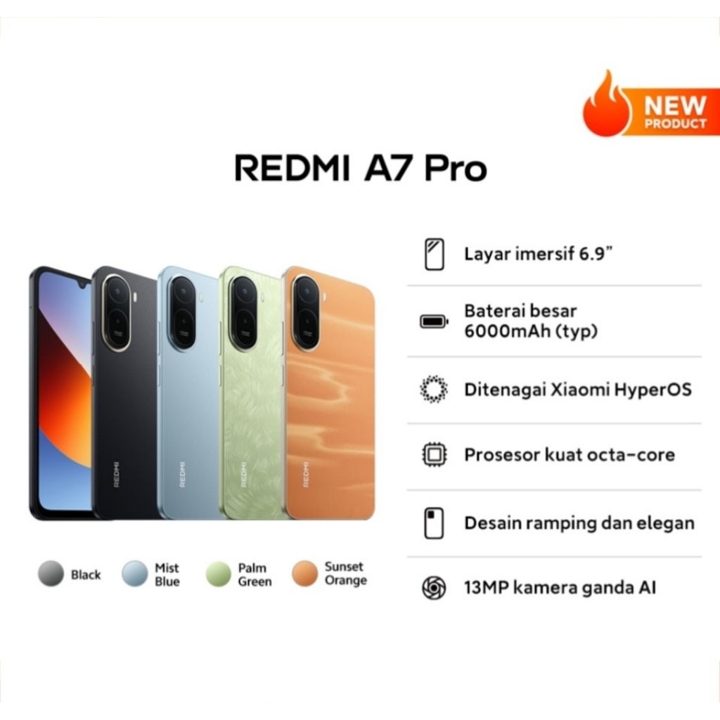 HP REDMI A7 PRO 4/128 GB - NEW PRODUCT REDMI A7 PRO RAM 4GB ROM 128GB GARANSI RESMI