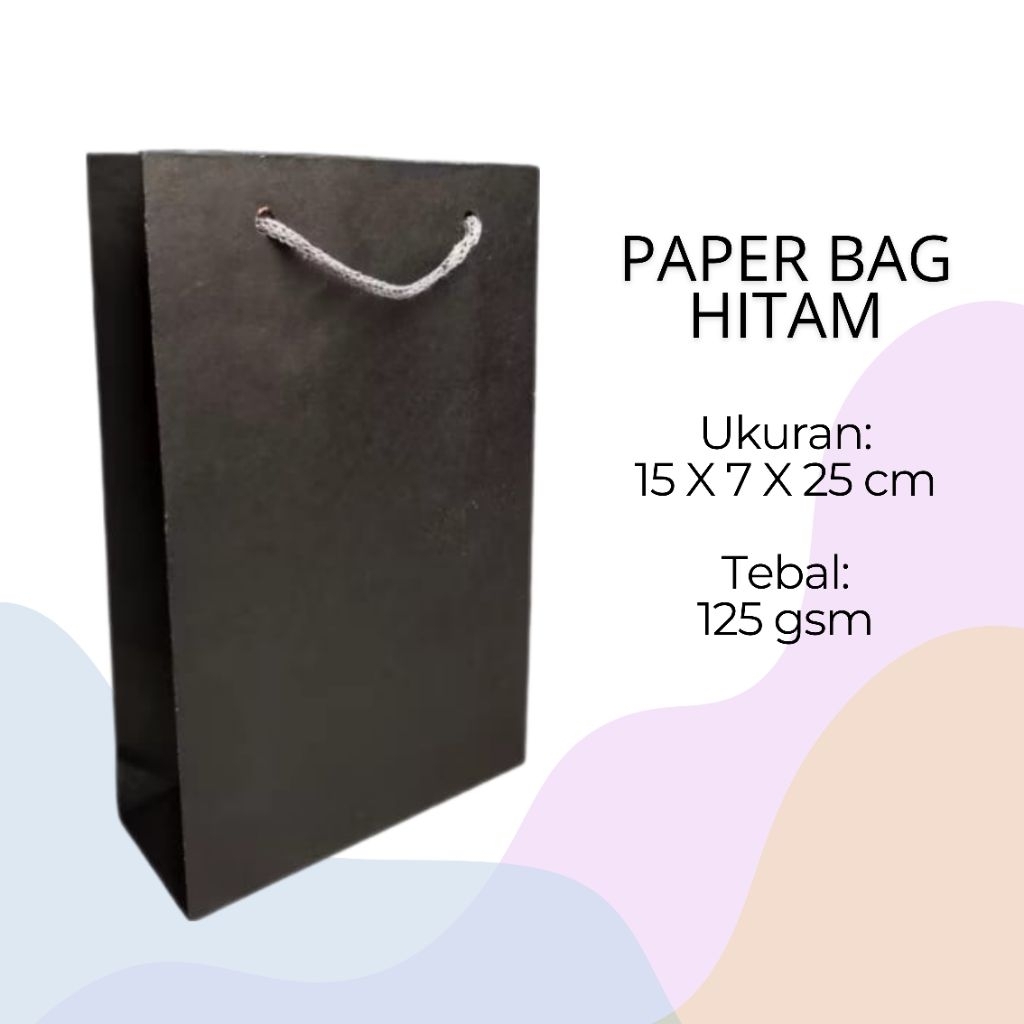 [PB] Paper Bag Hitam Polos | Tas Kertas Hadiah Kado Bingkisan Hampers Souvenir | Tas Botol