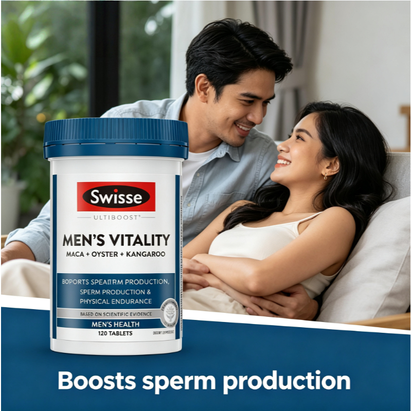 Swisse Men's Vitality 120 Tablet Asli - Vitamin Suplemen Kesehatan Seksual & Kesuburan Pria Tahan La