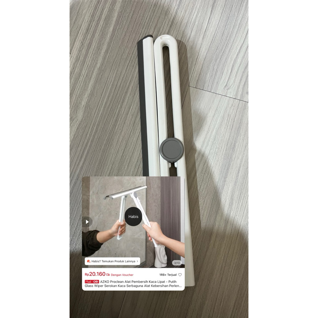 preloved AZKO Proclean Alat Pembersih Kaca Lipat - Putih Glass Wiper Serokan Kaca Serbaguna Alat Keb