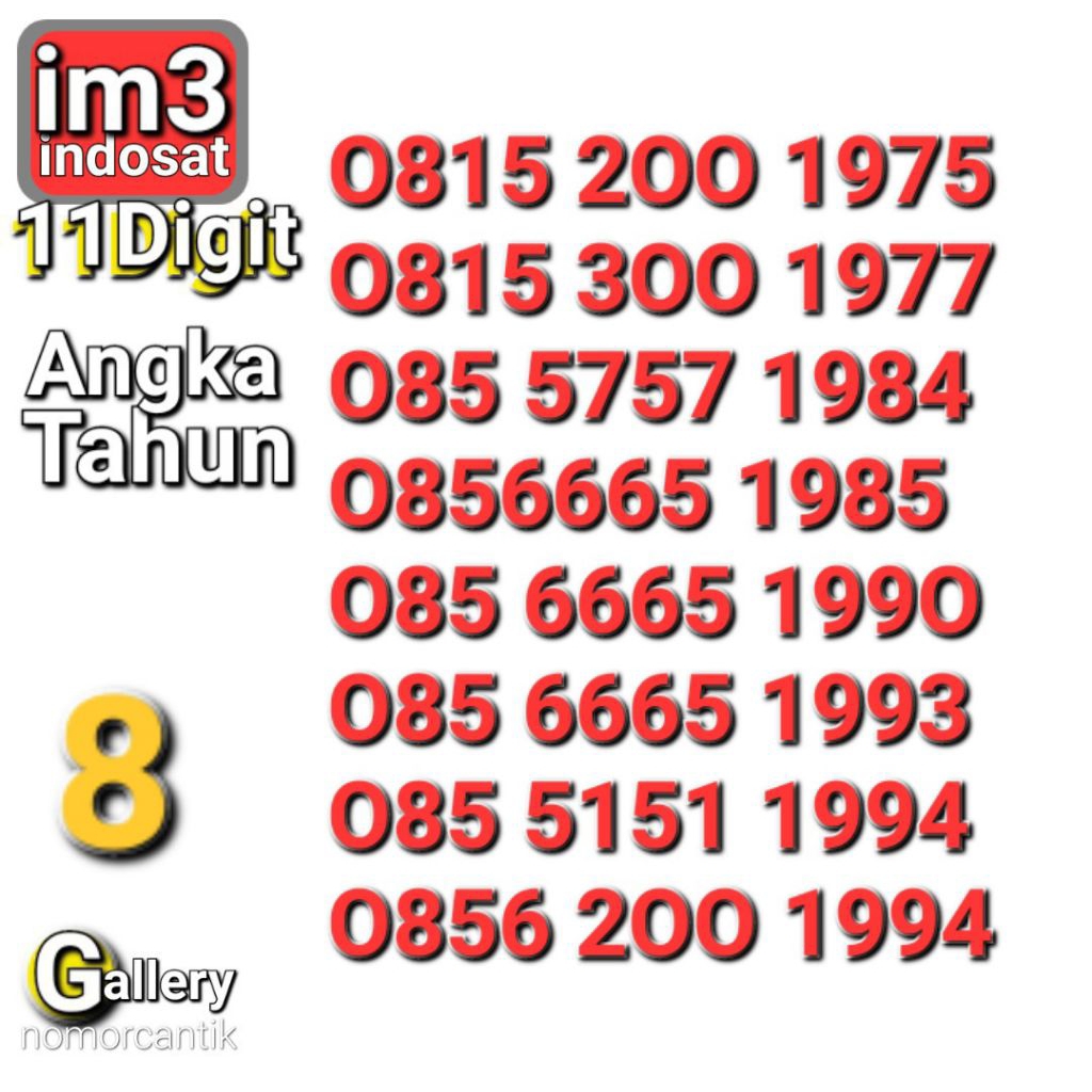 NOMOR INDOSAT 11DIGIT ANGKA TAHUN
