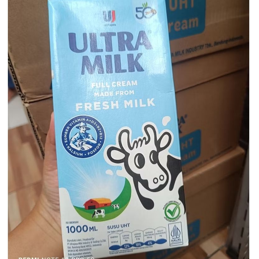 1000ml Susu UHT Full Cream Ultra Milk 1 Dus isi 12