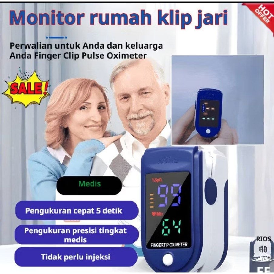 Meteran Glukosa Darah Oksimeter Denyut Jari Detak Jantung Klip Saturasi Oksigen Non-invasif Rumah Pe