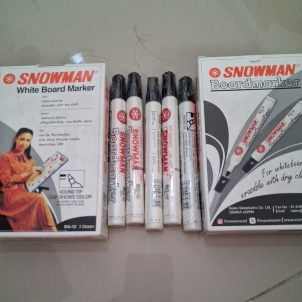Spidol snowman whiteboard/papan tulis snowman BG-12 1 Dus = 60 LUSIN