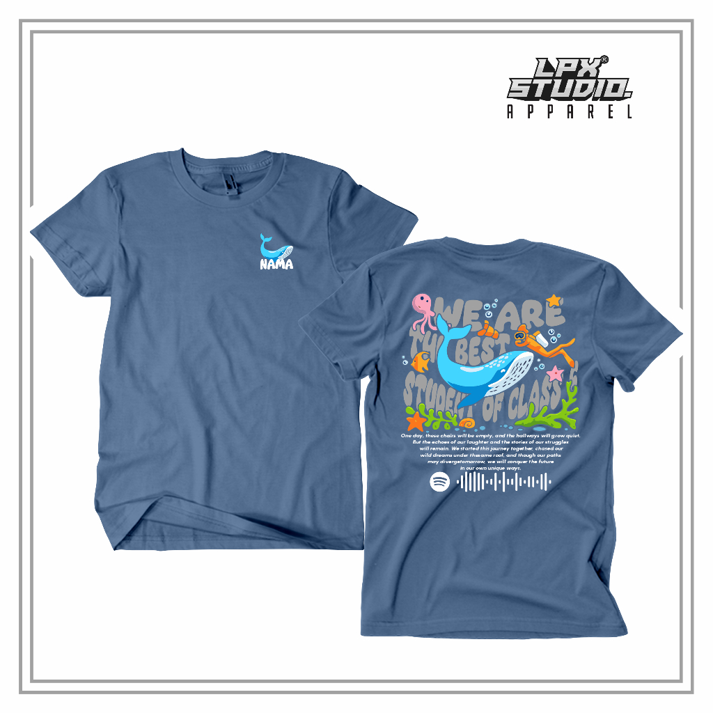 Kaos Kelas SD SMP SMA Custom Desain Tulisan Gambar Nama Sablon Menyala