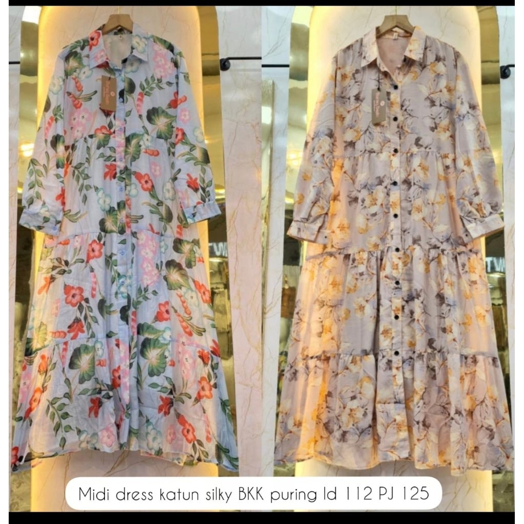 Real pic ORIGINAL dan TERMURAH MIDI dress Jumbo cotton PREMIUM Butik / Maxi Dress Jumbo cotton furin