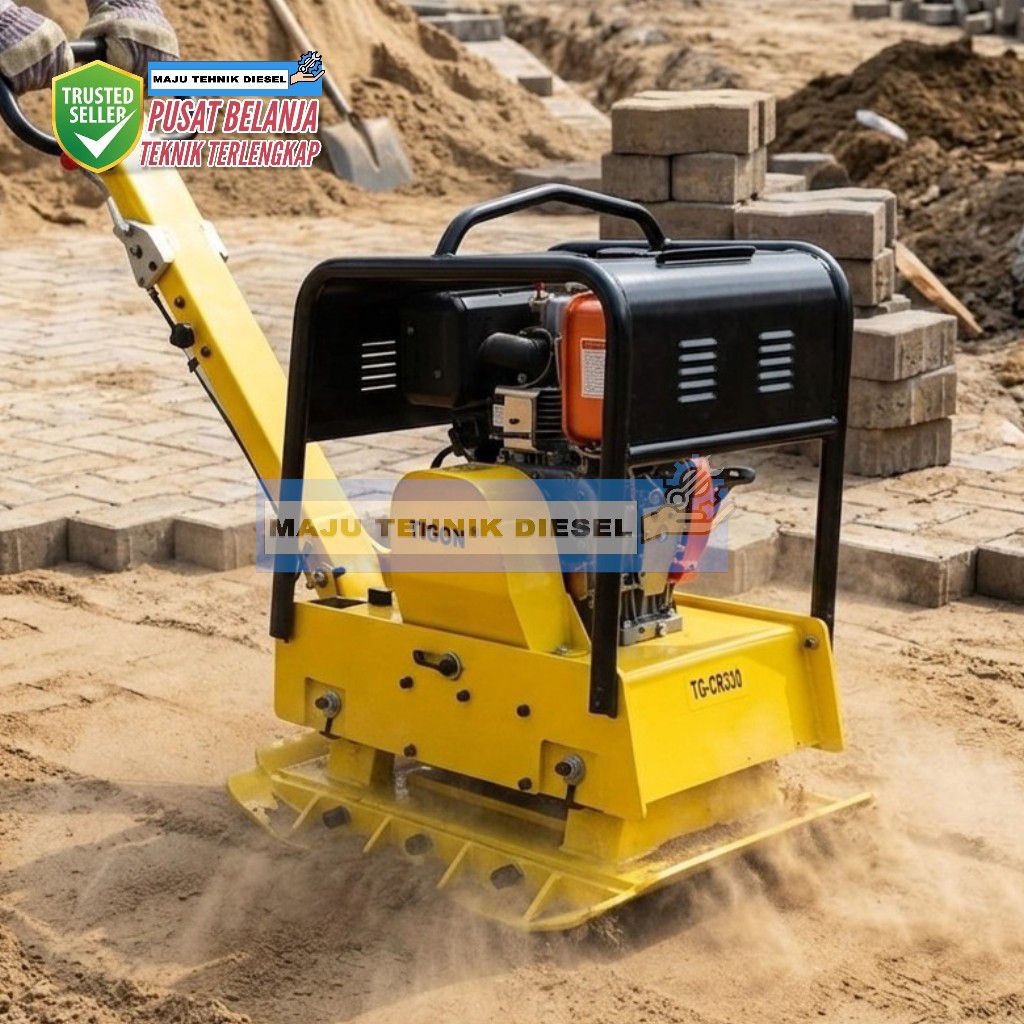 Stamper Kodok Maju Mundur Reversible Plate Compactor Tigon TG-CR330 + Mesin Diesel 10 HP - TANPA MES