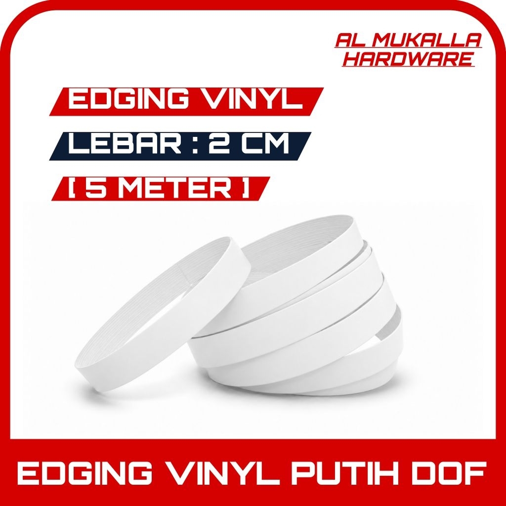 Edging Vinyl Putih Doff 20 mm / 2 cm TWIN | Vinil Vynil Plimir PVC 5 Meter