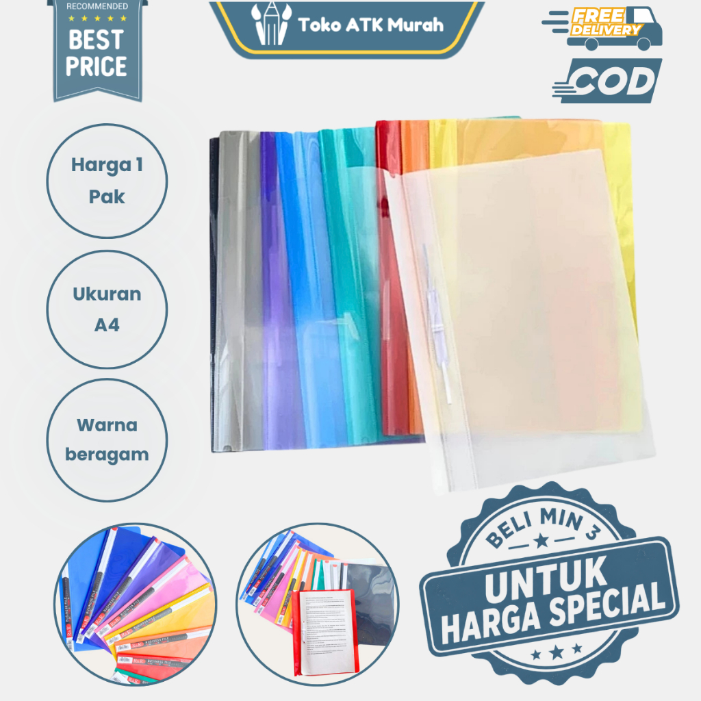 1 PAK Map Business File / Dokumen Plastik Snelhecter RR A4 isi 12 pcs