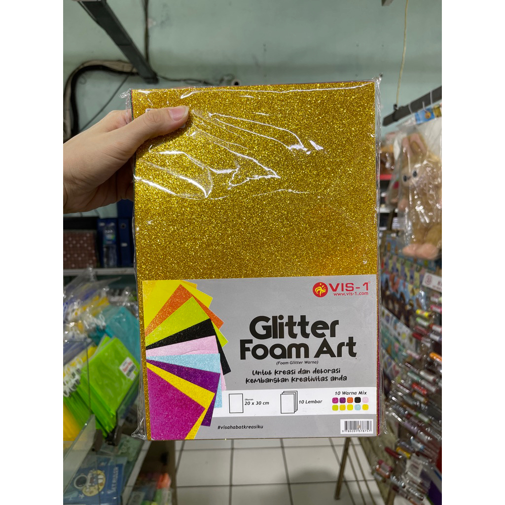 Vis-1 glitter foam art 10 lembar - glitter eva foam art - busa spon glitter