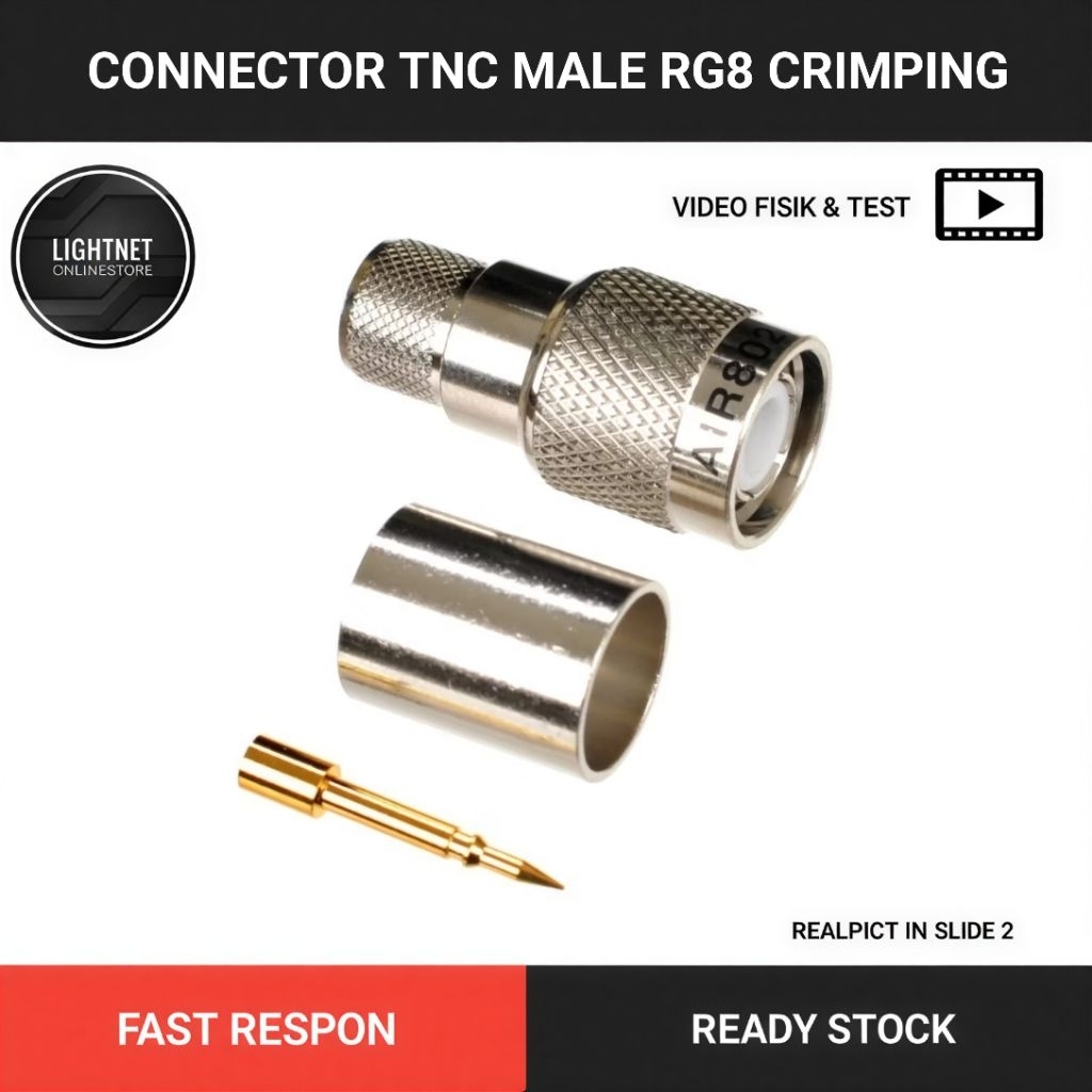 connector tnc male rg8 crimping
