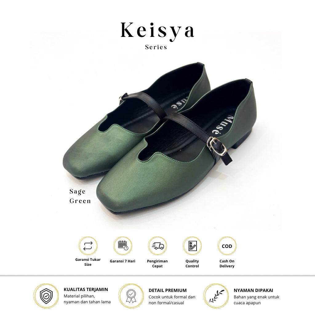 Muse Keisha Flat Shoes Wanita Mary Jane Premium | Sepatu Casual Kerja Kuliah Nyaman