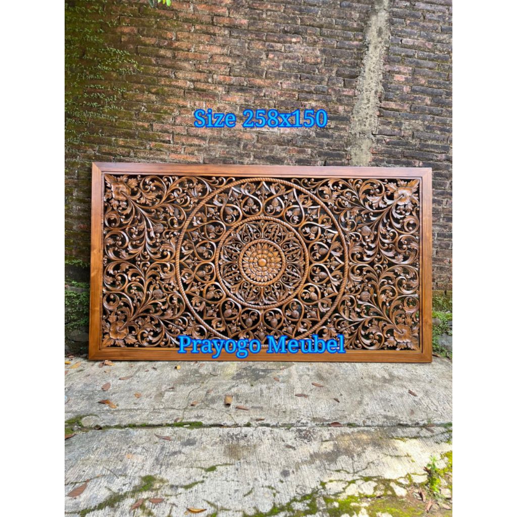 panel hiasan dinding ukir kayu jati vintage Jepara dekorasi rumah home decor lukisan kayu