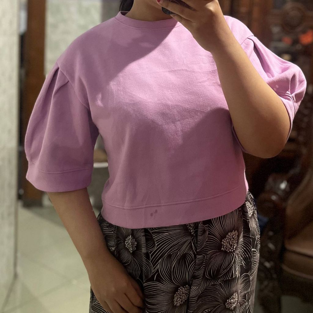 Blouse GRIGO, Softpurple | Baju Crop Oversize Atasan Knit Premium | Preloved Bekas Pribadi Second