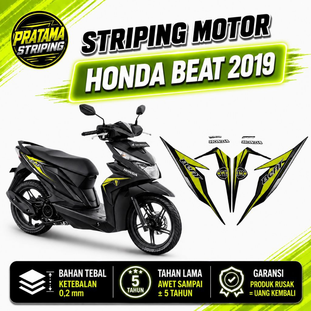 STRIPING HONDA BEAT 2019 MERAH BIRU HITAM PUTIH PINK HIJAU ORANGE KUNING STICKER LIS LIST HONDA BEAT