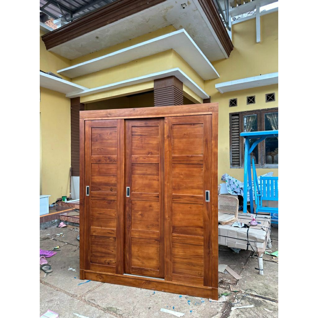 LEMARI JATI 3 PINTU LEMARI JATI SLIDING LEMARI JATI MINIMALIS