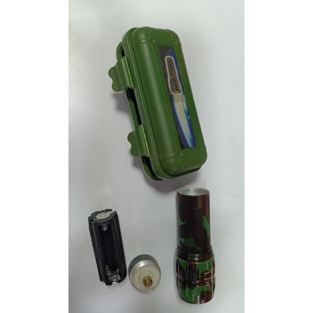 Senter Tangan Kecil Model Army Baterai AAA 3 Pcs Senter Baterai