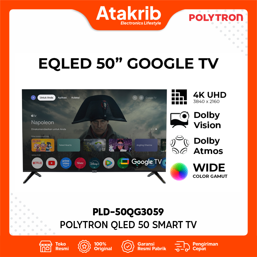 POLYTRON LED 50 PLD-50QG3059 Smart Cinemax EQLED Smart Google TV