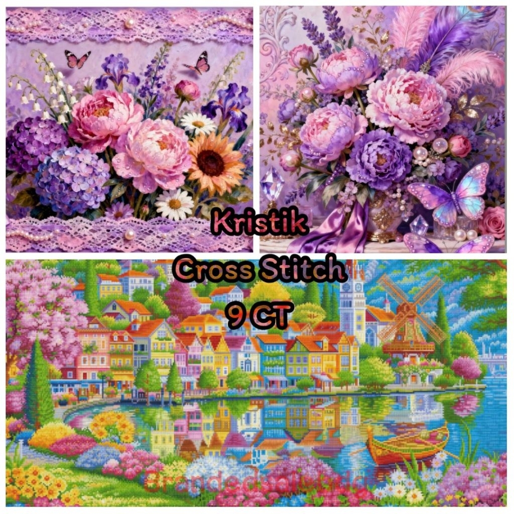 DIY Kristik Cross Stitch Sulaman Menyulam Embroidery set Menjahit Paket Jahit Merajut Pemandangan