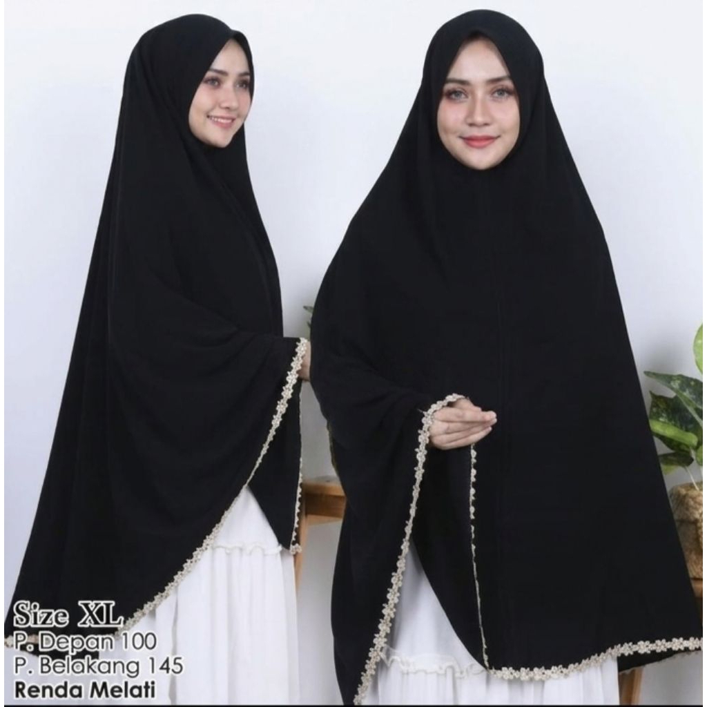KHIMAR JUMBO SYAR'I JETBLACK OTOMEN JUMBO XL RENDA MELATI NON PET