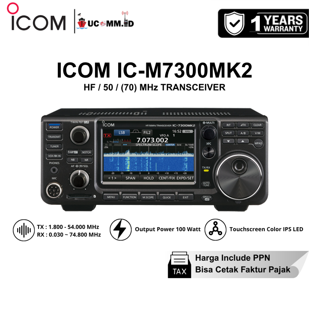 ICOM IC-7300 MK2 SSB HF Touchscreen Radio HF/50 Mhz Original Garansi Resmi