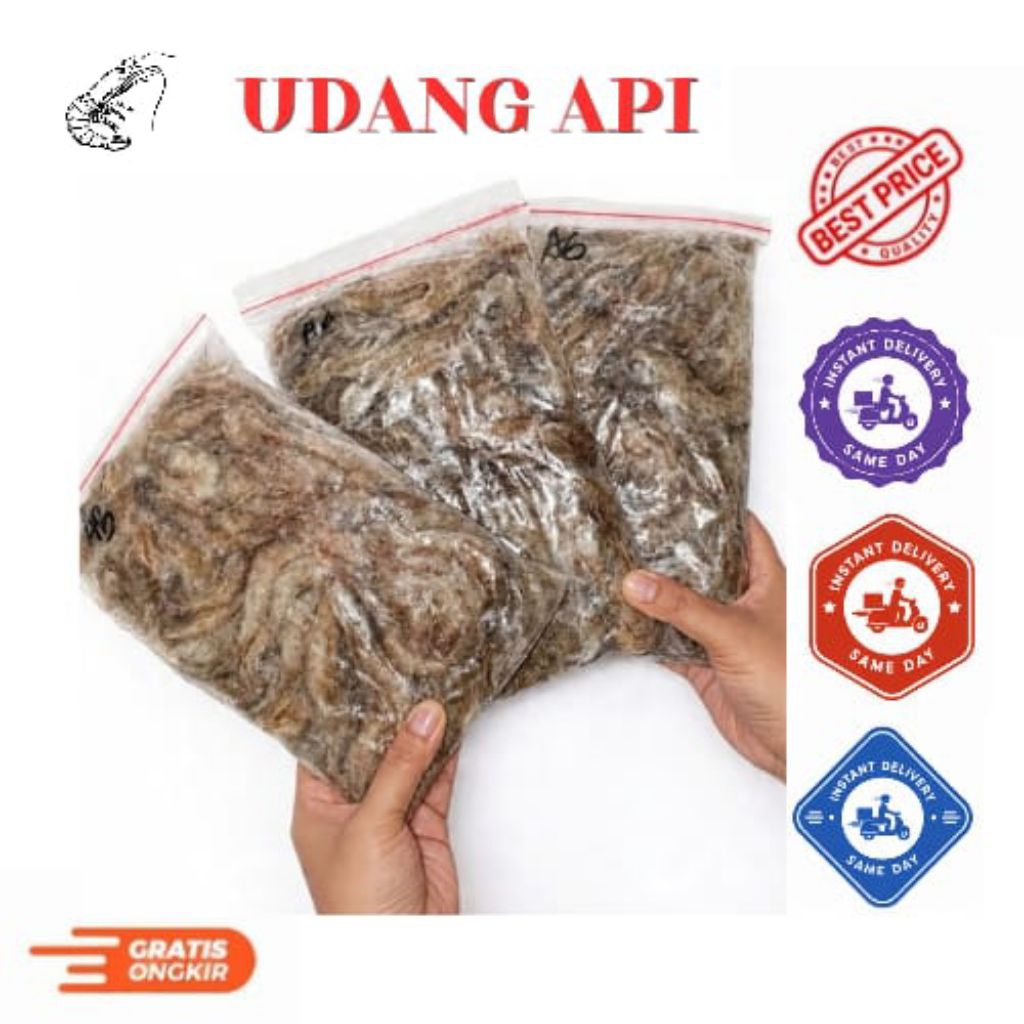 UDANG API BESAR 500GRM PAKAN IKAN PREDATOR ARWANA TOMAN OSCAR DLL