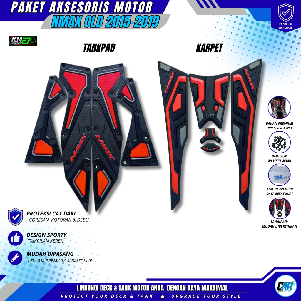 KM272 Paket Aksesoris Nmax Old 2015-2019 Tankpad & Pijakan Kak Bahan Tebal Premium untuk Motor Nmax 