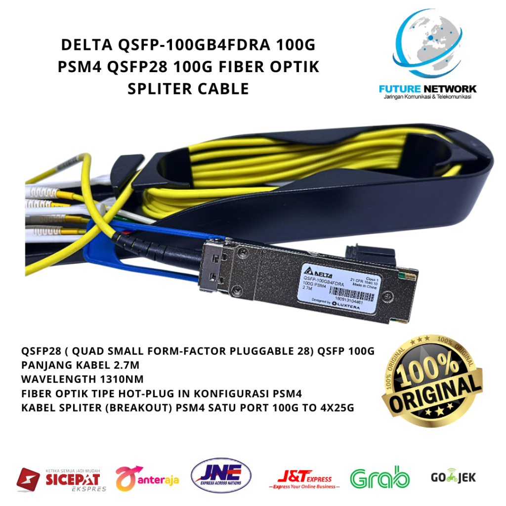 DELTA QSFP-100GB4FDRA 100G PSM4 QSFP28 100G FIBER OPTIK SPLITER/BREAKOUT CABLE