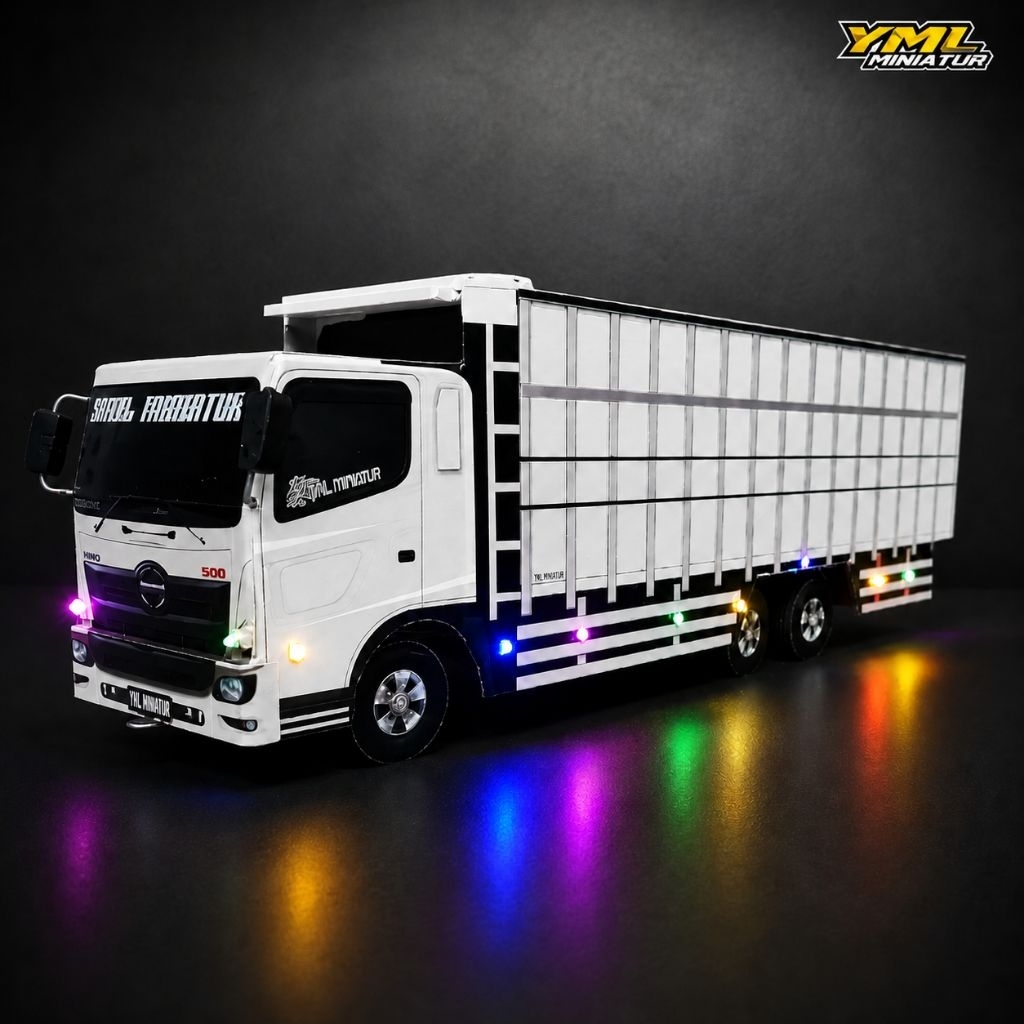 miniatur truk tronton hino full lampu