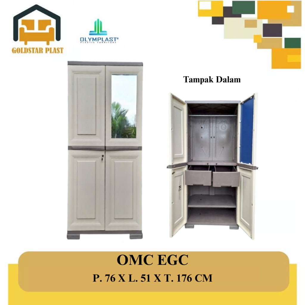 Olympalast Lemari Pakaian 2 Pintu Plastik/Lemari Pakaian 2 Pintu Kaca/OMC FG/FGC [GOSEND]